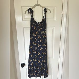 Reformation Nikita Floral Dress, Size 6, Navy and yellow.
